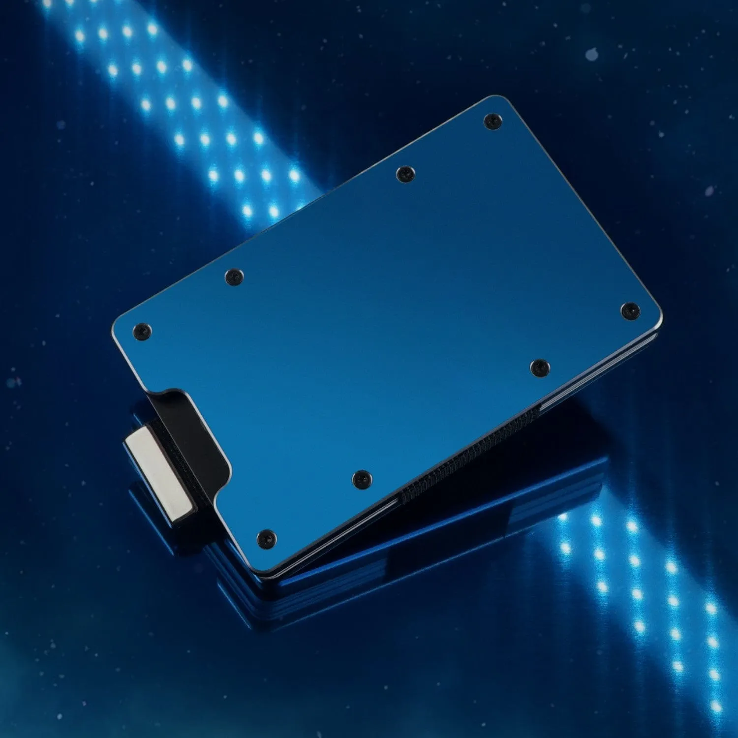 Galactic Blue Metal Slim Wallet