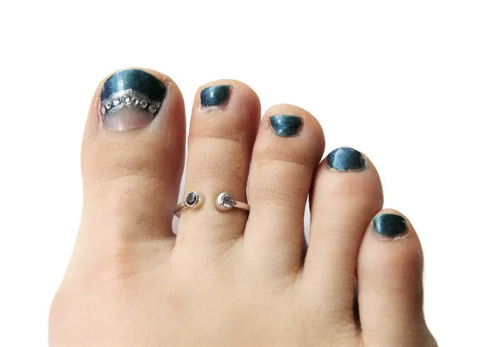 Gemstone Toe Ring • Adjustable Sterling Silver Toe Ring