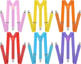 Handepo 6 Pack Y Back Style Unisex Suspenders Adjustable Rainbow Elastic Suspenders with Clip for Pants for Men Women
