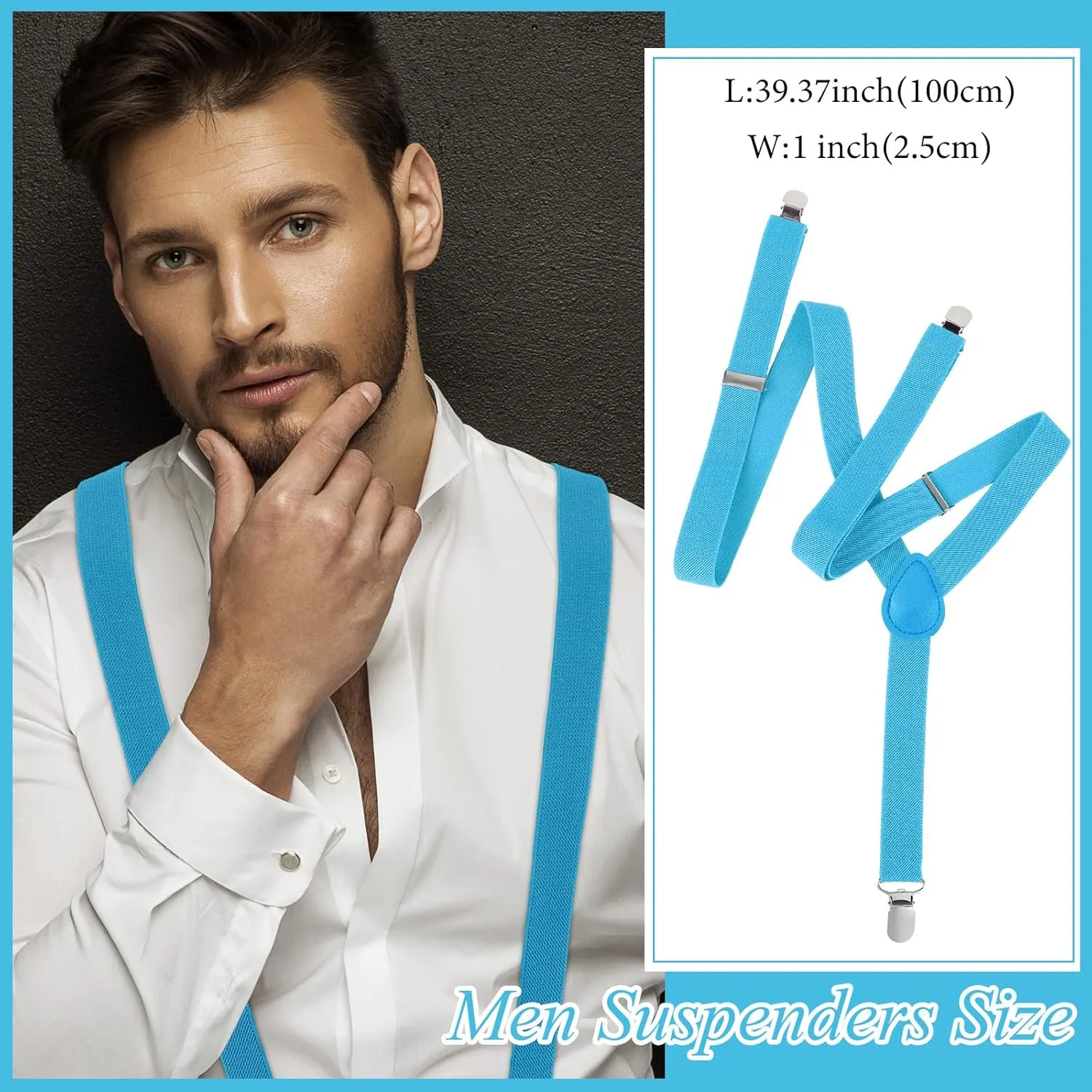 Handepo 6 Pack Y Back Style Unisex Suspenders Adjustable Rainbow Elastic Suspenders with Clip for Pants for Men Women