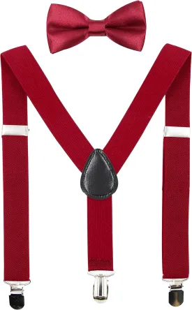 HANERDUN Kids Suspenders Bowtie Sets Adjustable Suspender Set for Boys and Girls