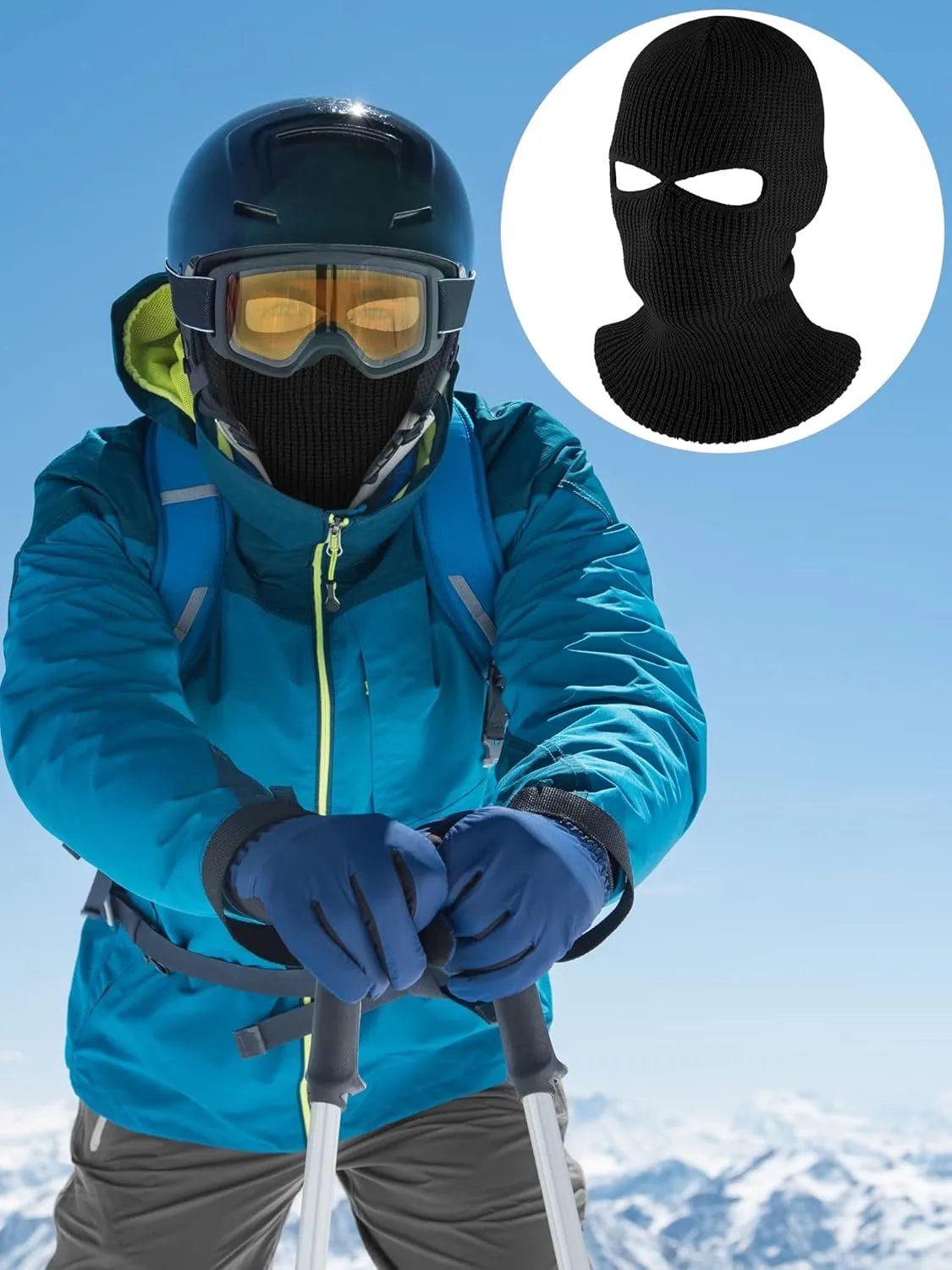 HESTYA 2 Holes Ski Masks Winter Balaclava Knitted Full Face Cover Mask Beanie Hat for Men Women Cold Weather Outdoor Sports