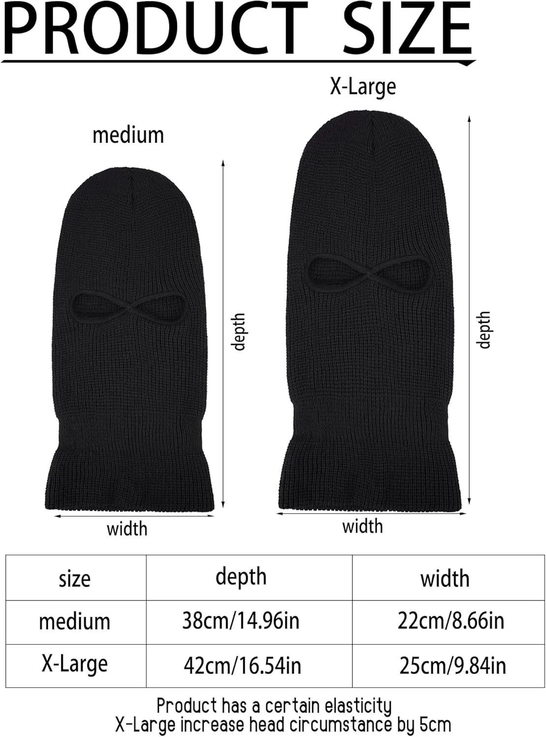 HESTYA 2 Holes Ski Masks Winter Balaclava Knitted Full Face Cover Mask Beanie Hat for Men Women Cold Weather Outdoor Sports