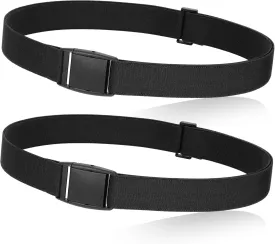 JASGOOD No Show Women Stretch Belt Invisible Elastic Web Strap Belt with Flat Buckle for Jeans Pants Dresses