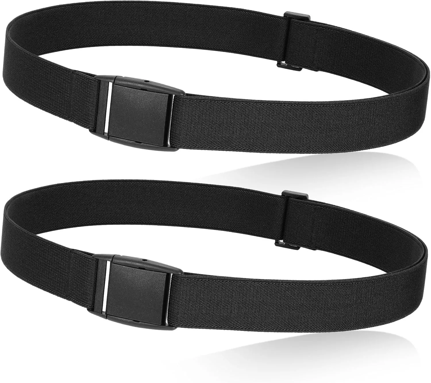 JASGOOD No Show Women Stretch Belt Invisible Elastic Web Strap Belt with Flat Buckle for Jeans Pants Dresses