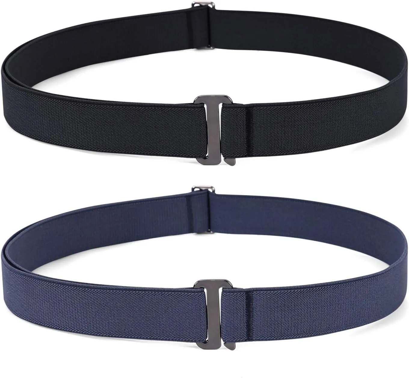 JASGOOD Women No Show Stretch Belt Elastic Web Strap Belt with Flat Buckle for Jeans Pants Dresses
