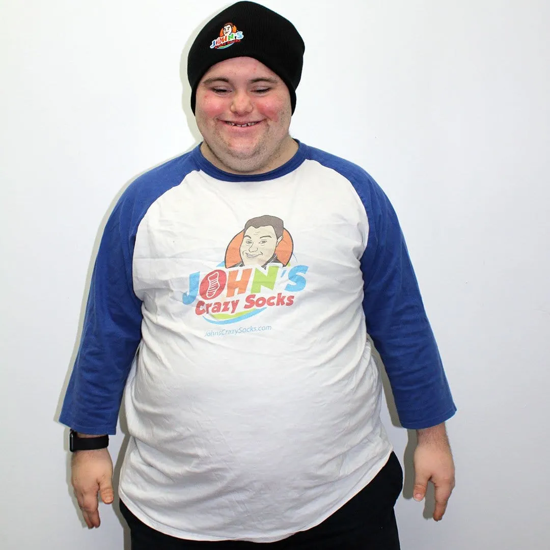 John's Black Embroidered Beanie Knit Hat