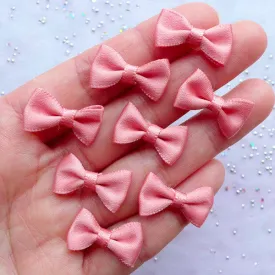 Kawaii Satin Bows in 20mm | Fabric Ribbon Bow Embellishments | Wedding Party Decor | Home Decoration | Card Making | Jewelry DIY | Craft Supplies (8pcs / 20mm x 12mm / Dark Salmon)