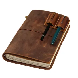 Leather A5 Travelers Notebook Cover with Inner Pockets and Card Slots and Pen Holder (Inches, A5-8.3 x 5.8)