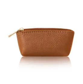 Leather Curved Mini Pouch | Tan
