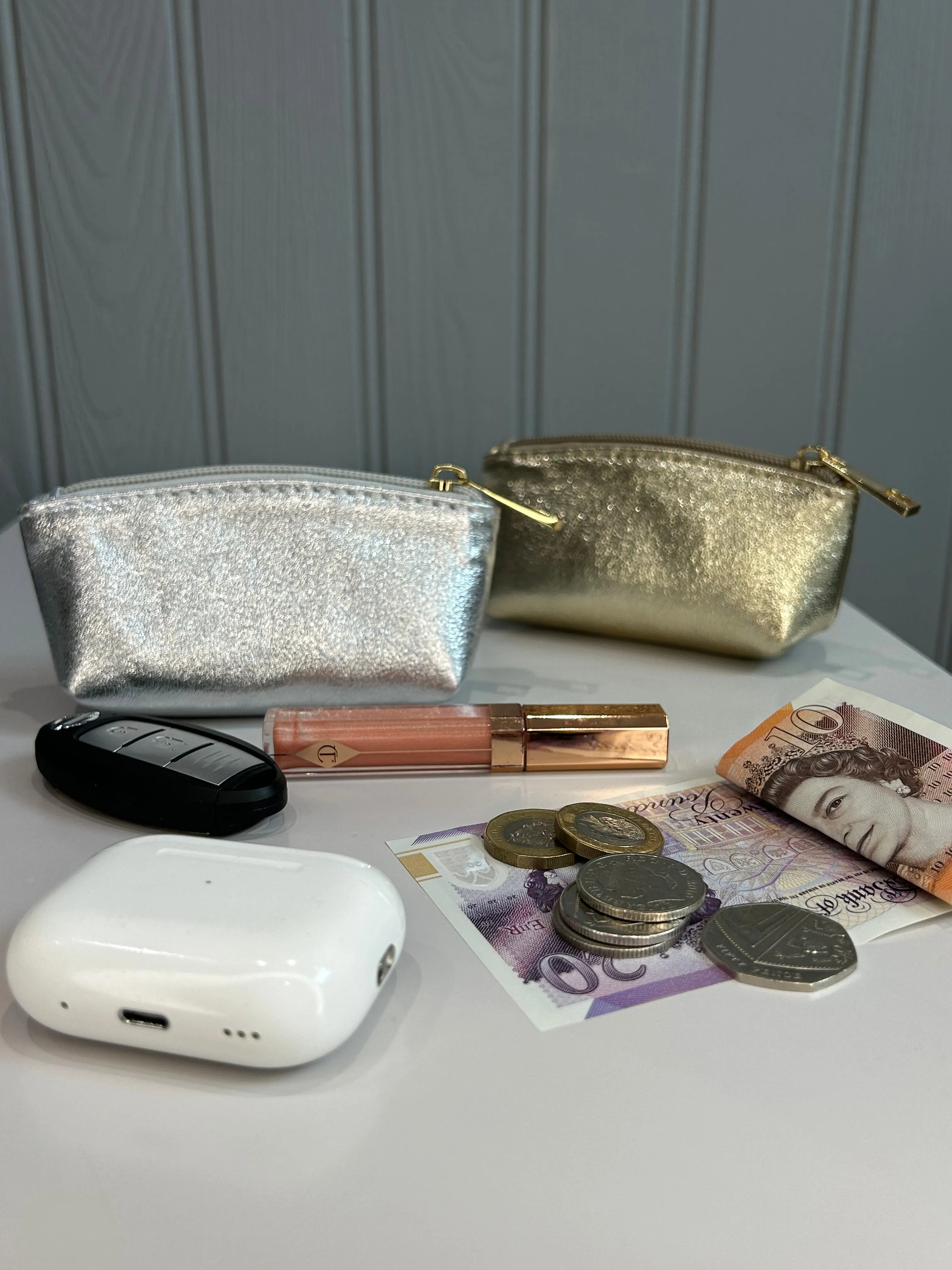 Leather Curved Mini Pouch | Tan