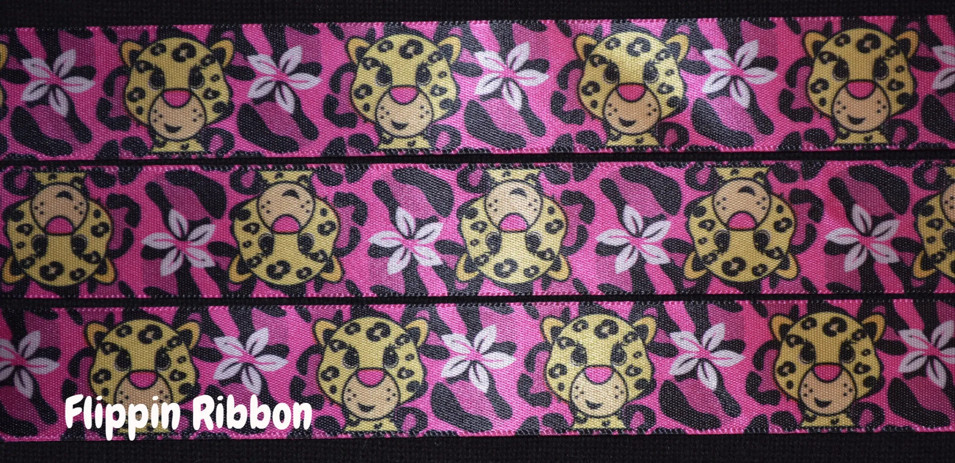 Leopard Ribbon - 7/8 inch Printed Satin