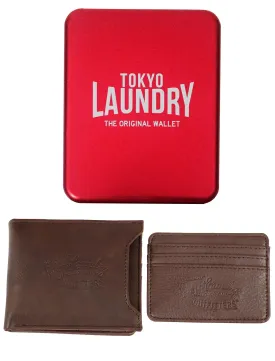 Louisville Tan Faux Leather Card Holder And Wallet Set In Metal Gift Box - Tokyo Laundry