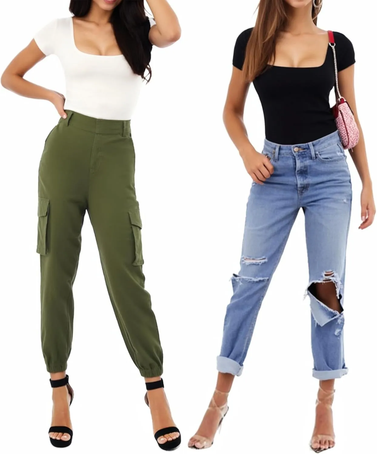 MANGOPOP Women's Square Neck Short Sleeve Long Sleeve Bodysuit Sexy Body Suits Shirt Slim Fitted Tops