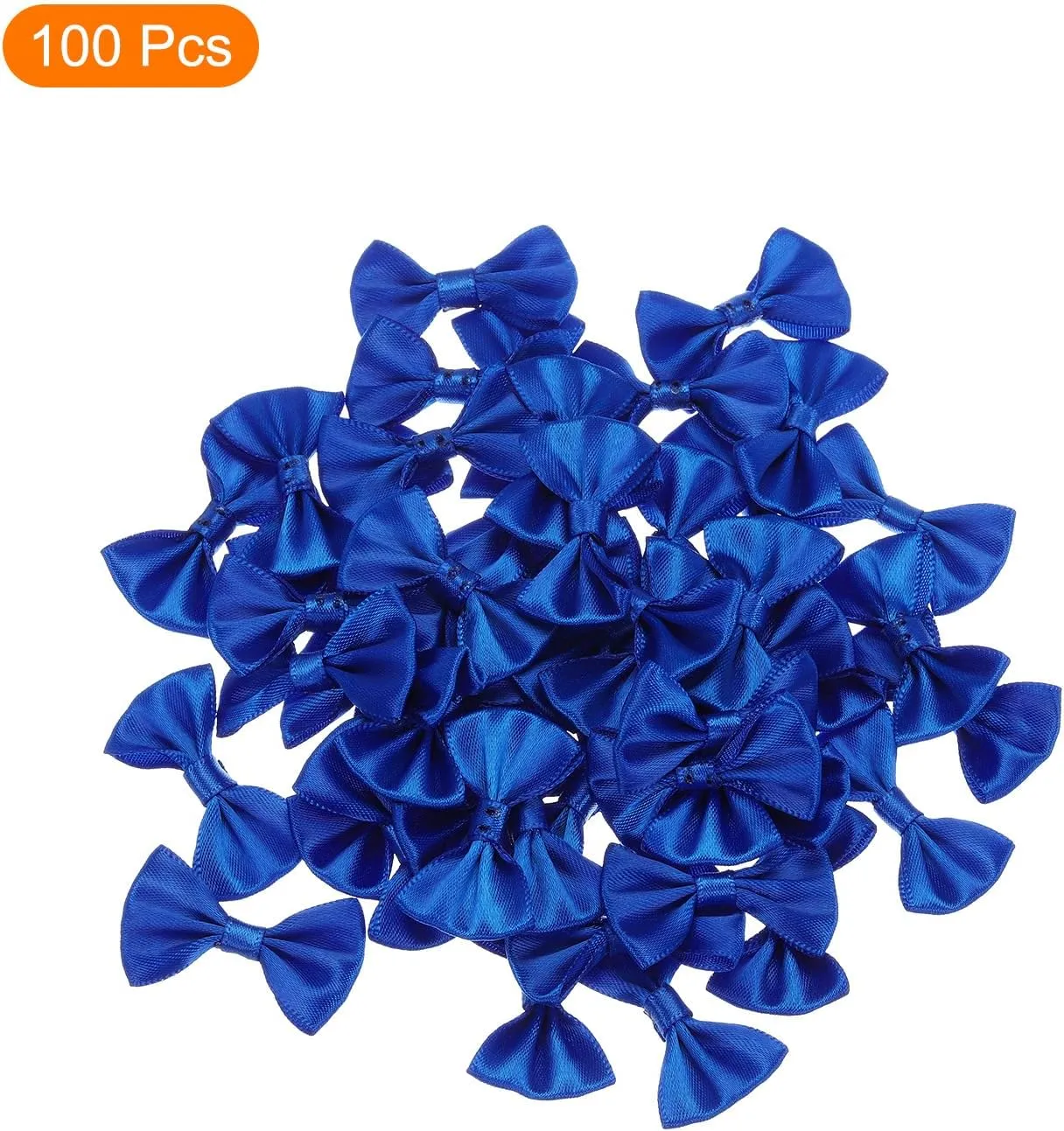 MECCANIXITY 100pcs Navy Blue Bow Ties 1.5" x 1" Mini Bowknot for Crafting Little Satin Bows Bulk for DIY Sewing Scrapbooking Wedding Gift Present Home Decoration
