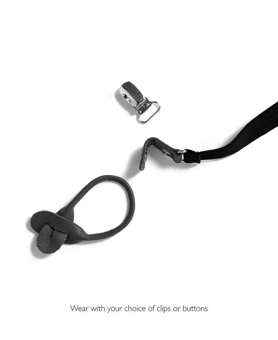 Midnight - Classic Black Silk Suspenders