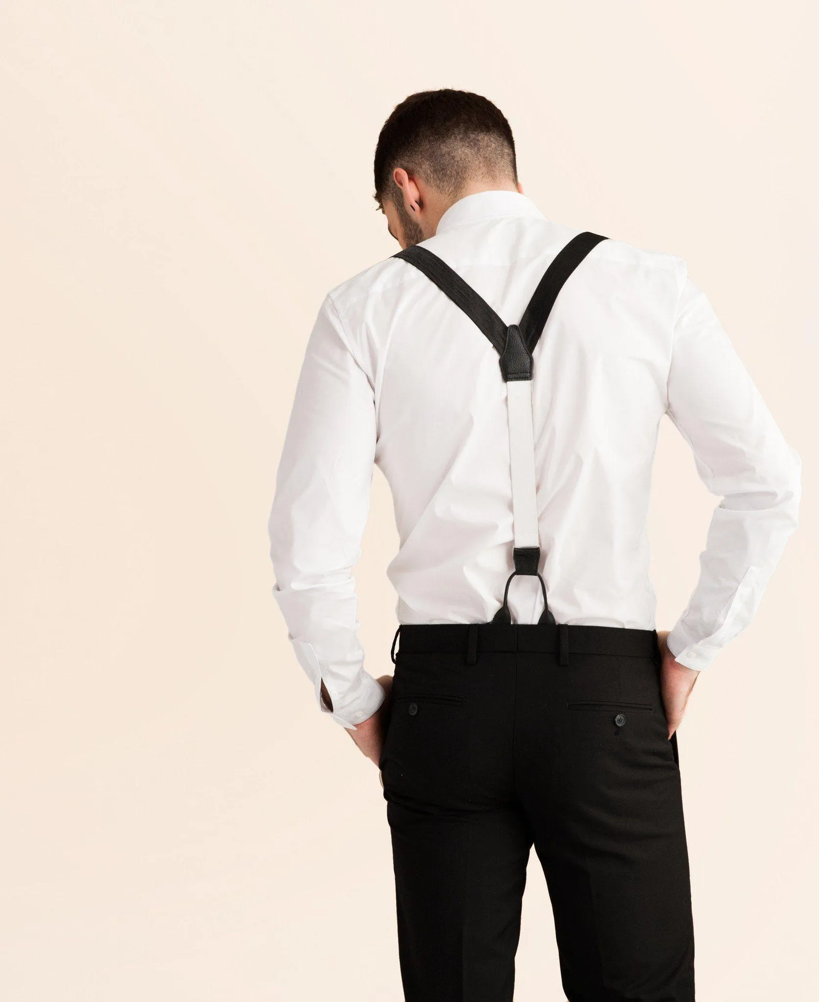 Midnight - Classic Black Silk Suspenders