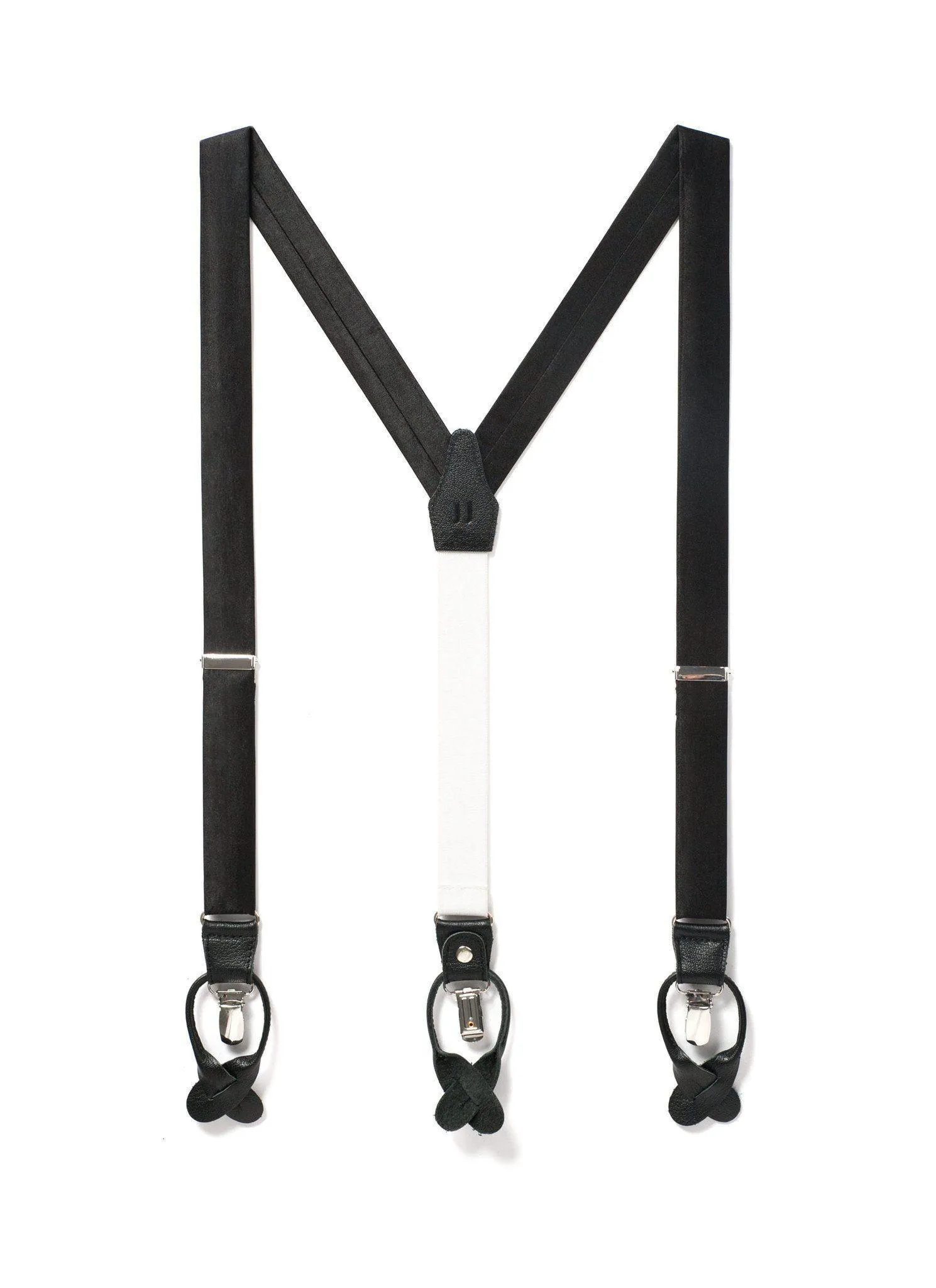 Midnight - Classic Black Silk Suspenders