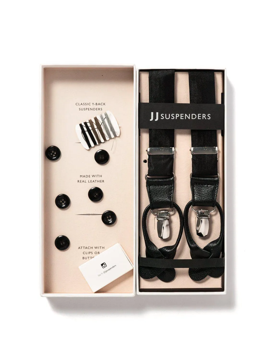 Midnight - Classic Black Silk Suspenders
