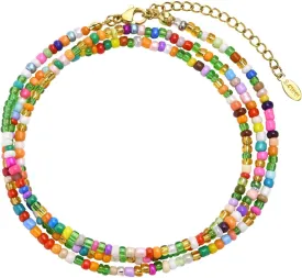 Multilayered Beaded Anklets for Women , Handmade Boho Colorful Beads Ankle Bracelets Foot Anklet,Adjustable Minimalist Summer Beach Foot Chain Anklet Surfer Jewelry Gifts for Her Girlfriend Sister