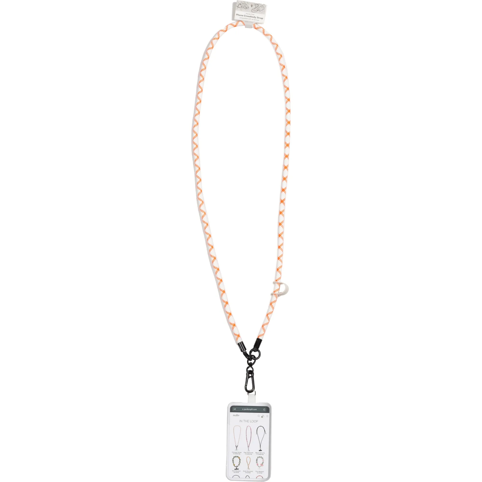 Orange Stripe Soft Nylon Crossbody Phone Lanyard