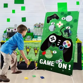 PANTIDE Video Game Toss Games with 4 Bean Bags, Green Black Birthday Party Indoor Outdoor Activity Decorations Supplies Controller Themed Throwing Play Set for Kids and Adults