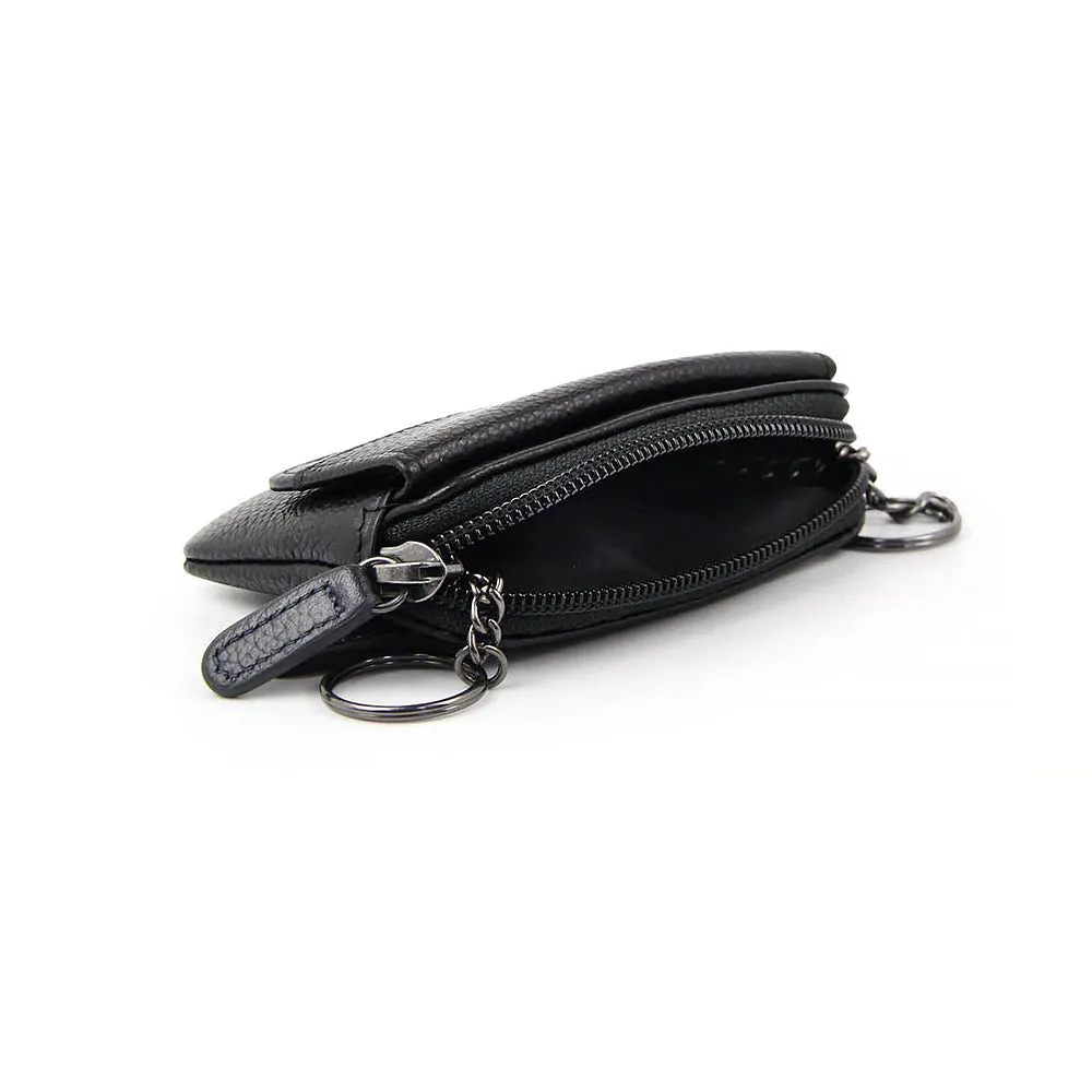 Picard Cologne Leather Coin Pouch with Key Ring (Black)