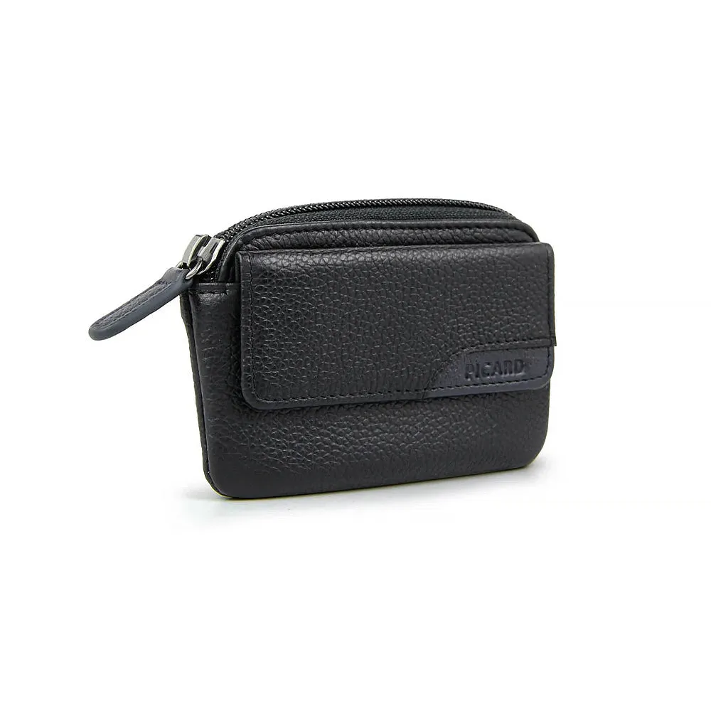 Picard Cologne Leather Coin Pouch with Key Ring (Black)