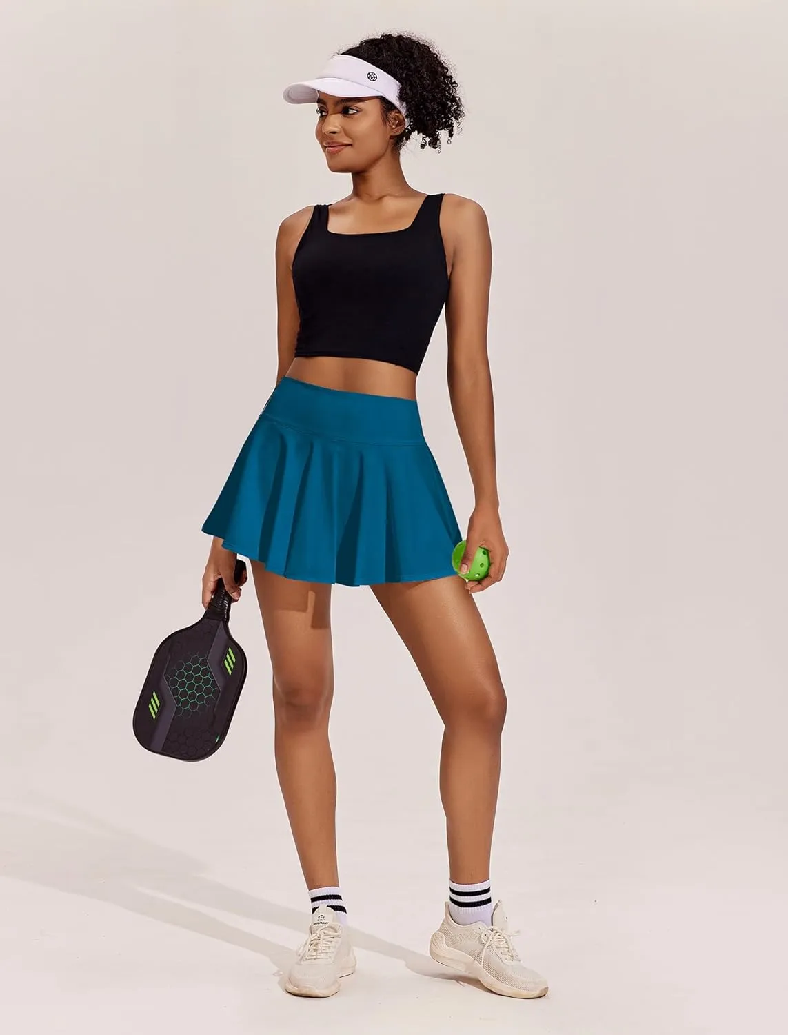 PINSPARK Womens Tennis Skirt Pleated Athletic Skirts with Pockets Shorts High Waisted Golf Skort for Workout Pickleball