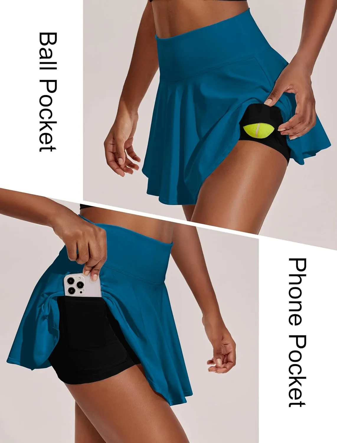 PINSPARK Womens Tennis Skirt Pleated Athletic Skirts with Pockets Shorts High Waisted Golf Skort for Workout Pickleball
