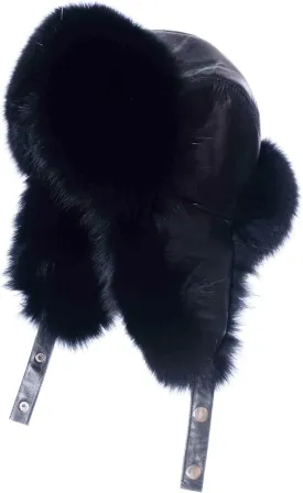 Real Fox Fur Hat - Genuine Sheepskin Leather Shell, Unisex Classic Ushanka Style, Warm and Windproof for Winter