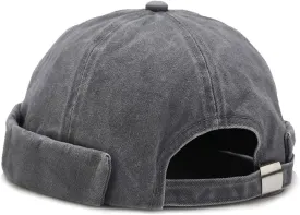 Retro Cotton No Brim Hat Adjustable Rolled Cuff Brimless Beanie Skull Cap
