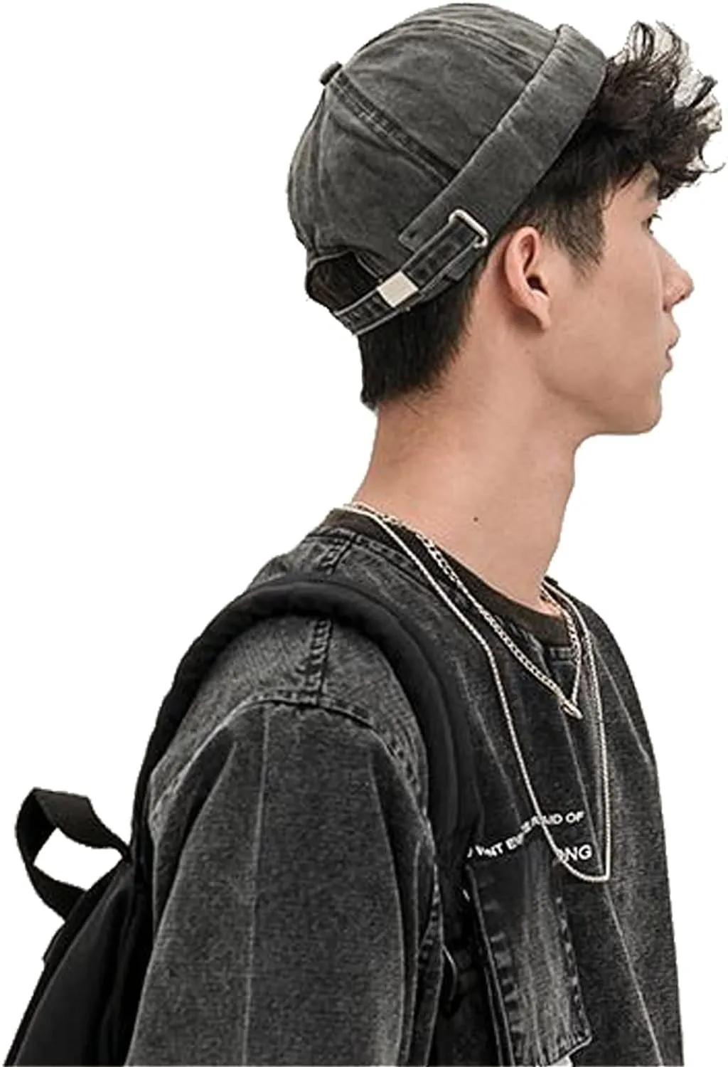 Retro Cotton No Brim Hat Adjustable Rolled Cuff Brimless Beanie Skull Cap