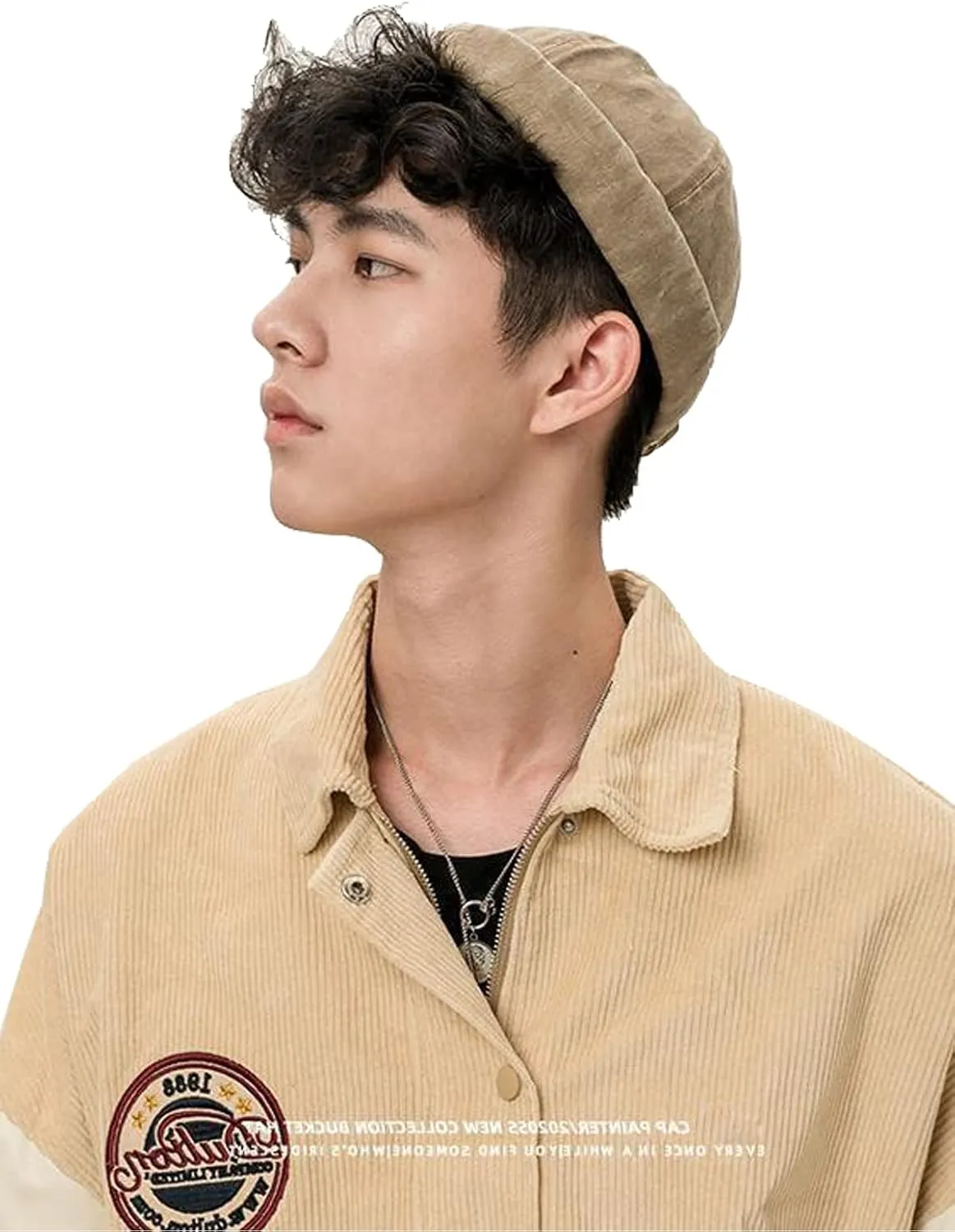 Retro Cotton No Brim Hat Adjustable Rolled Cuff Brimless Beanie Skull Cap