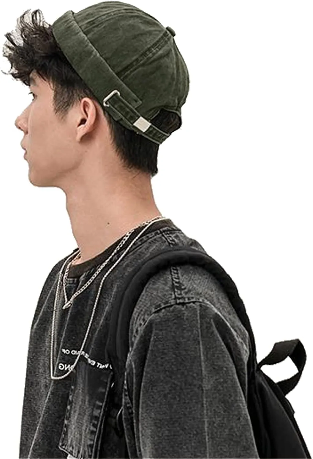 Retro Cotton No Brim Hat Adjustable Rolled Cuff Brimless Beanie Skull Cap