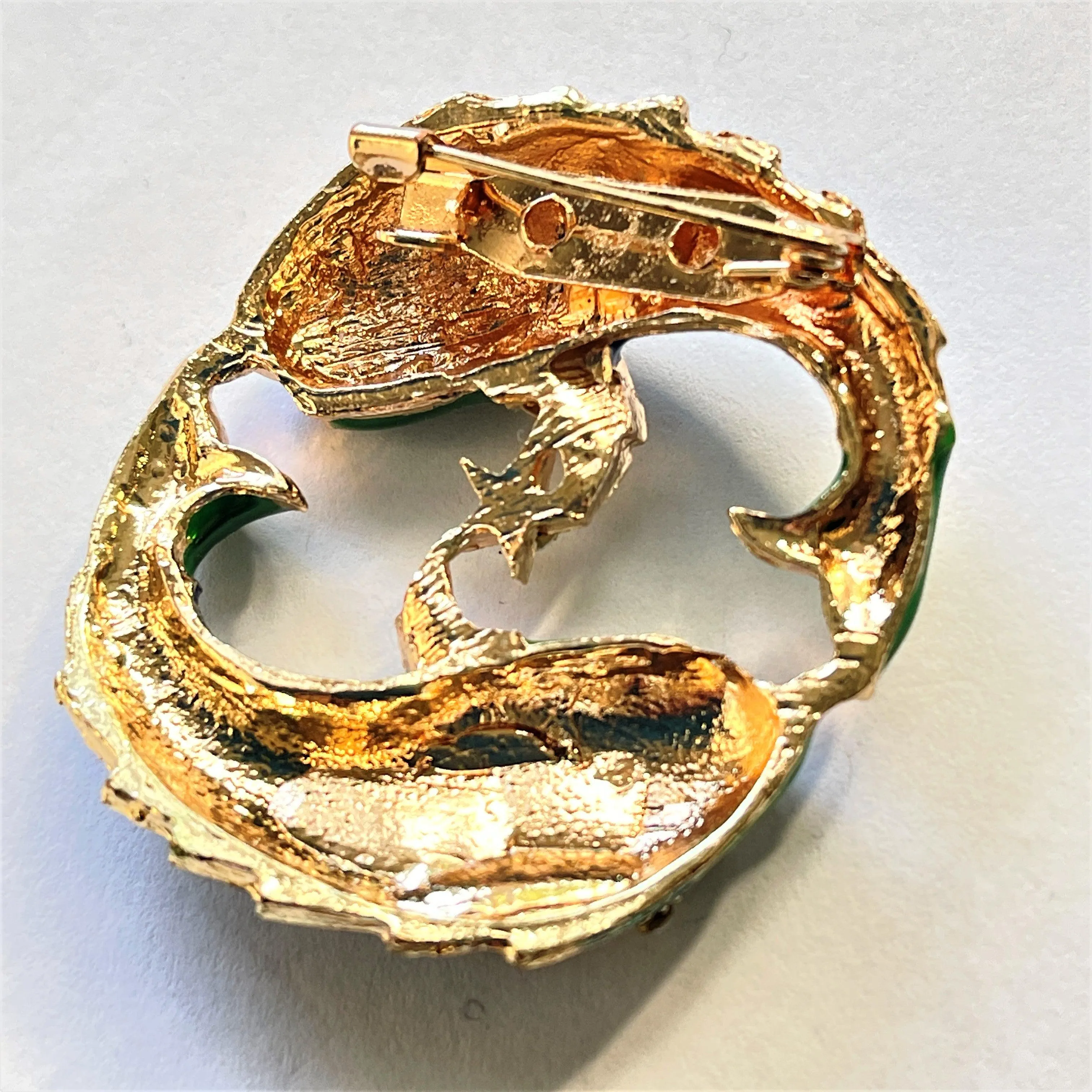 Rhinestone & Enamel Fish Brooch