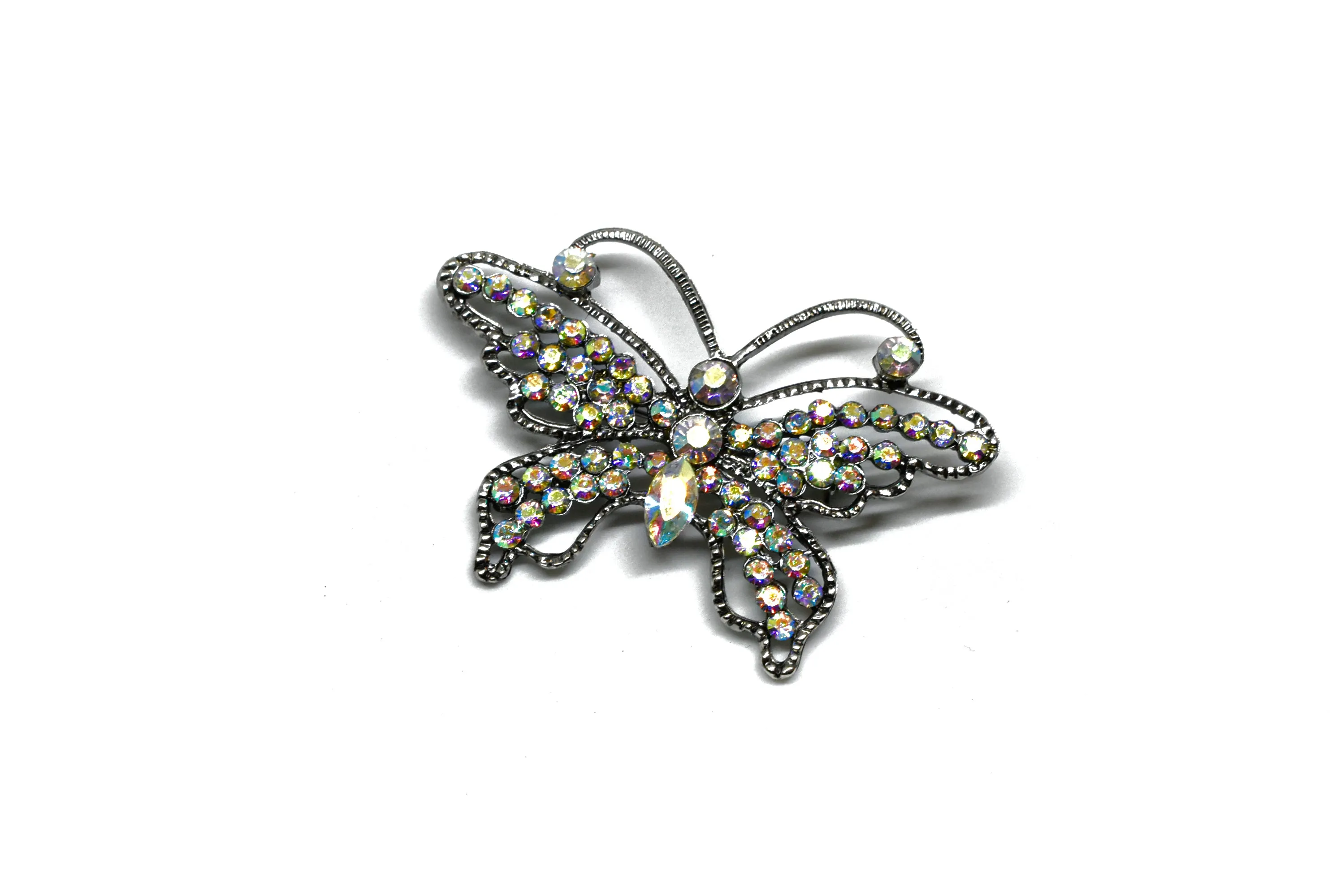 Rhinestone Butterfly Brooch with Pin 2.25" x 1.75" - 1 Yard