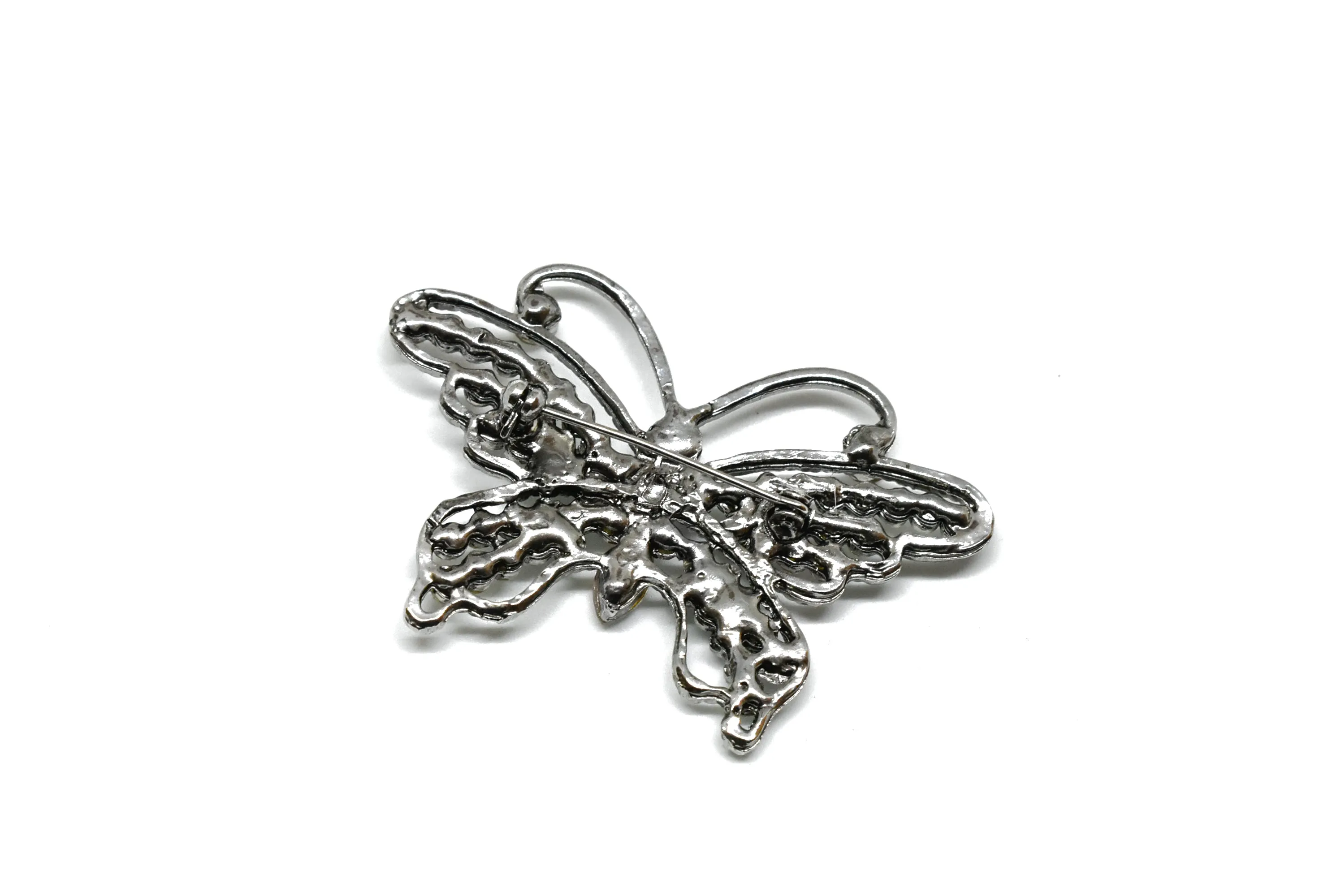 Rhinestone Butterfly Brooch with Pin 2.25" x 1.75" - 1 Yard