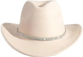 Rhinestone Cowgirl Cowboy Hat Shiny Wide Brim Hat for Party