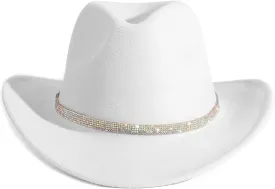 Rhinestone Cowgirl Cowboy Hat Shiny Wide Brim Hat for Party