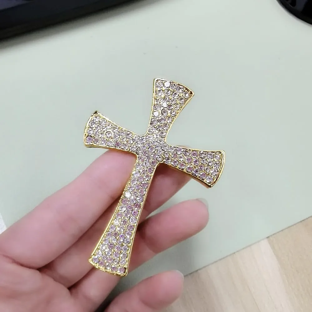 Rhinestone Cross Brooch Pin for Women Girls Crystal Christian Cross Star Brooches Lapel Pin Sparkling Religious Unisex Faith Lightweight Dress Accessories Jewelry Gift