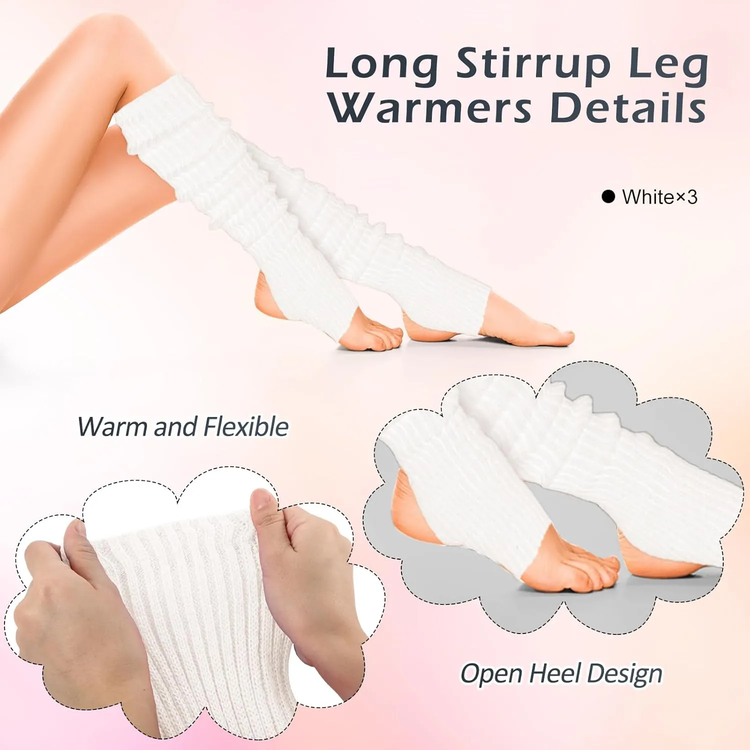 SATINIOR Long Stirrup Yoga Leg Warmers 24 Inch over the Knee Ribbed Knit Leg Warmer for Women 80s Party Dance Sports