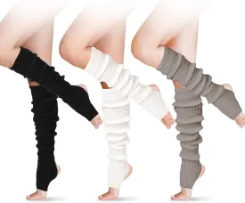SATINIOR Long Stirrup Yoga Leg Warmers 24 Inch over the Knee Ribbed Knit Leg Warmer for Women 80s Party Dance Sports