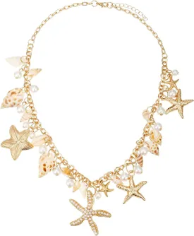 Shell Starfish Necklace Bracelet Conch Statement Chunky Necklace Mermaid Costume Jewelry Beach Jewelry for Women
