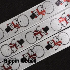 Snowman Ribbon - 5/8 inch Printed Satin