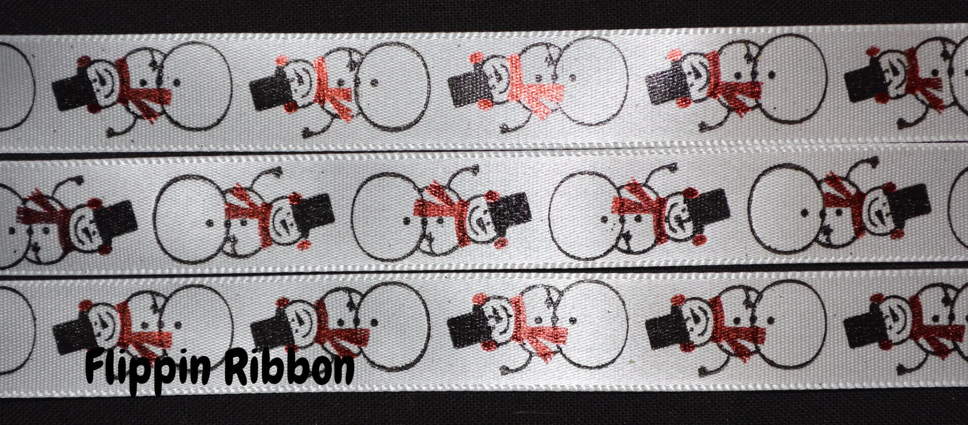 Snowman Ribbon - 5/8 inch Printed Satin