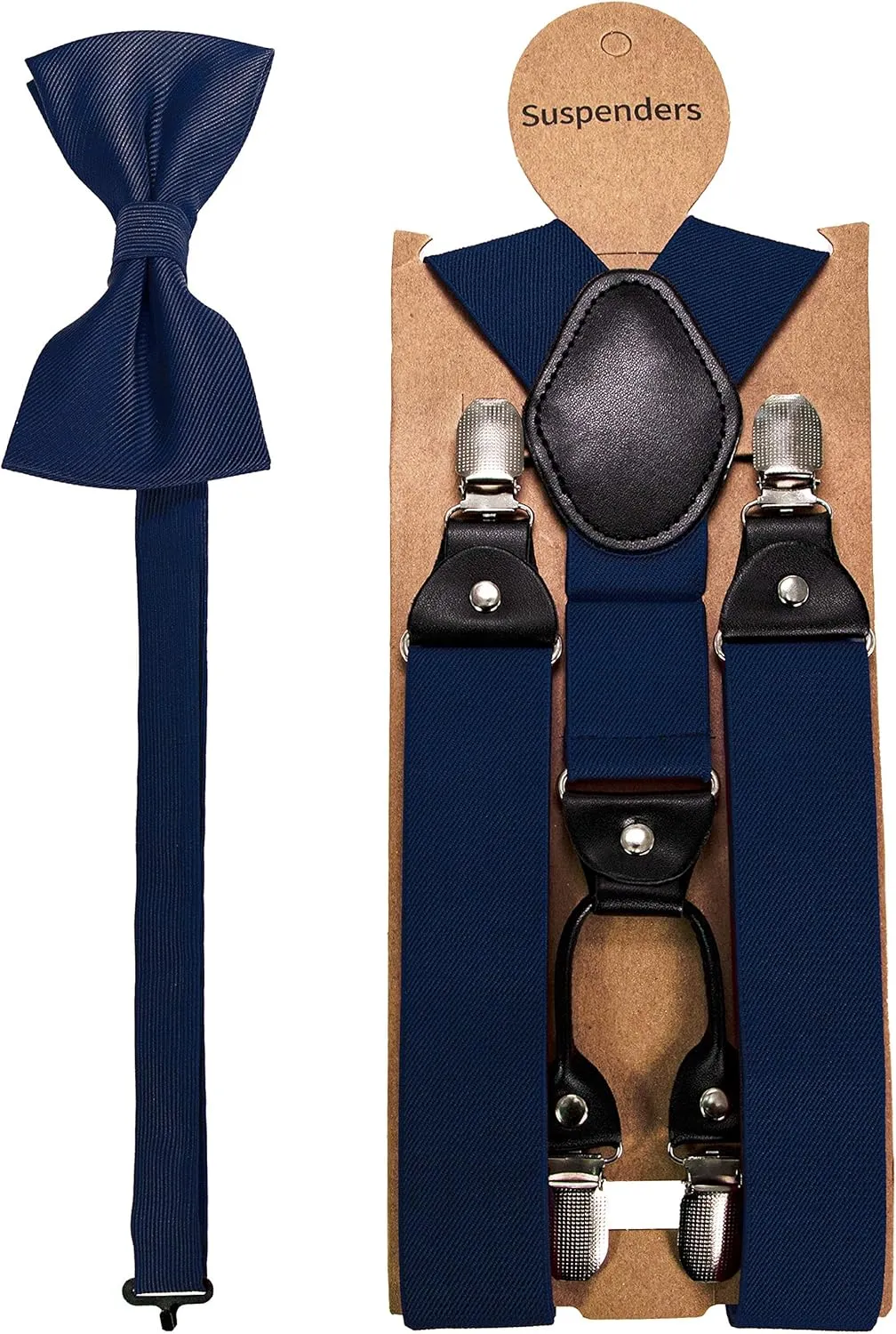 Solid Color Suspender and Silk Bow Tie Sets for Men