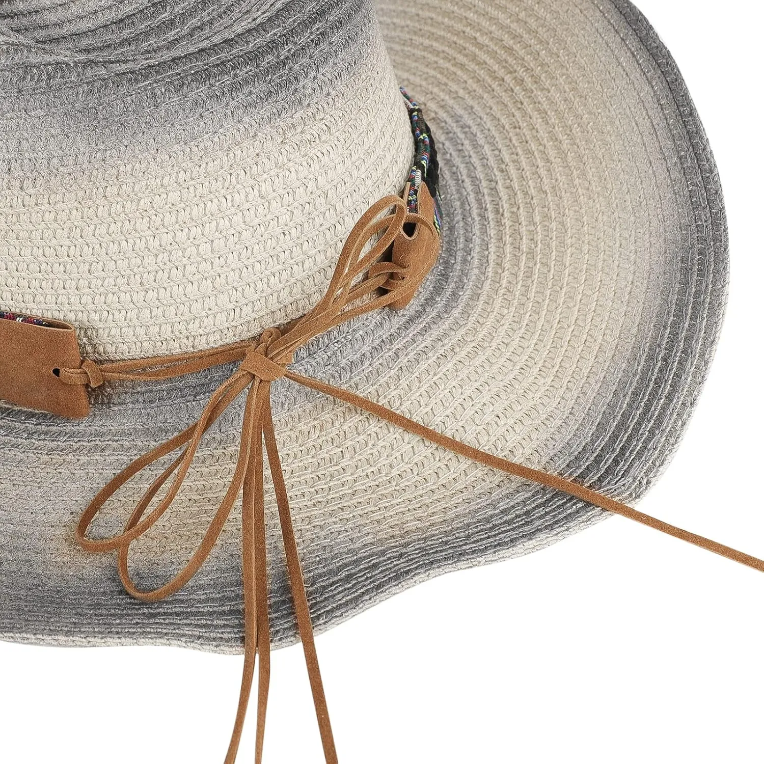Straw Cowboy Sun Hat for Men Women Cowgirl Summer Fedora Beach Panama Western Cap UPF 50  Shapeable Brim Cap with Bull Belt
