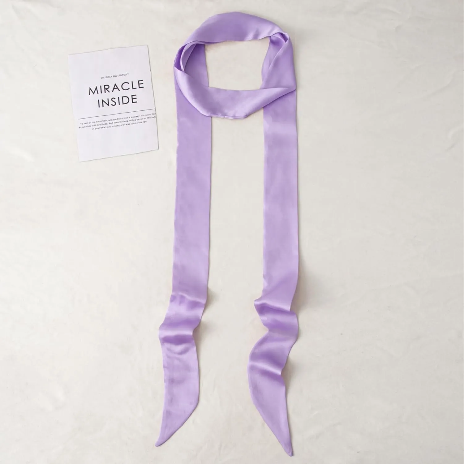 Stylish Solid Color Ribbon Scarf Soft Long Skinny Satin Belt Neck Scarf for Women