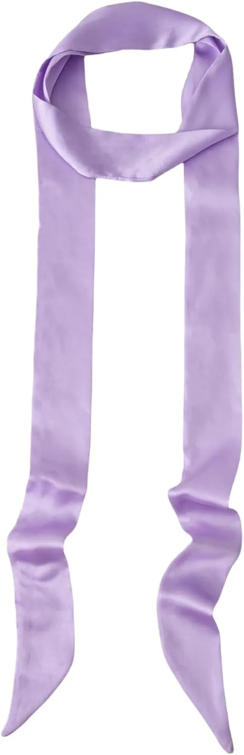 Stylish Solid Color Ribbon Scarf Soft Long Skinny Satin Belt Neck Scarf for Women